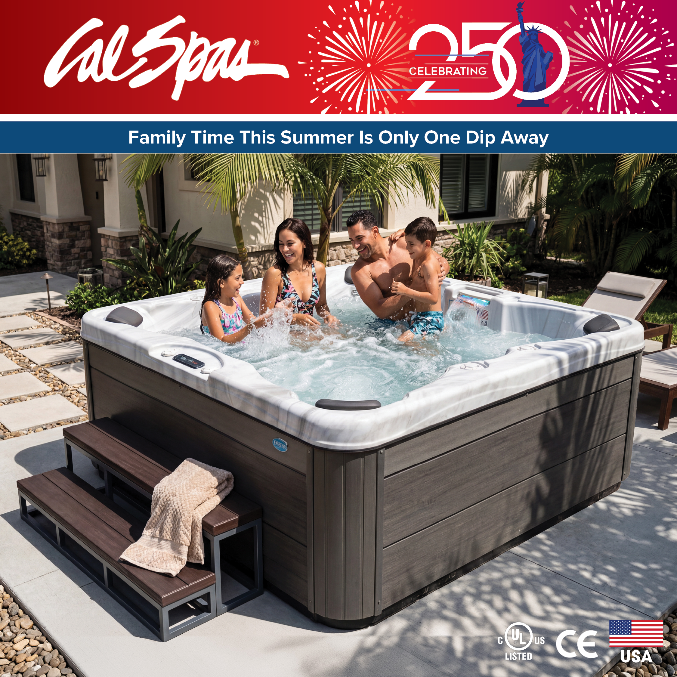 Calspas hot tub being used in a family setting - Omaha